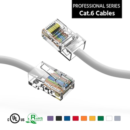 CAT6 UTP Ethernet Network Non Booted Cable- 12ft White